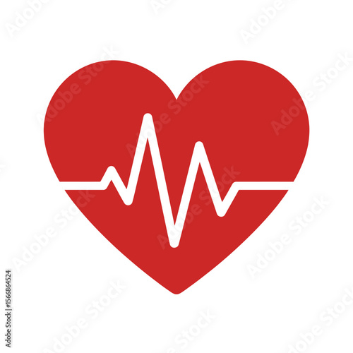 Red Heart with Heartbeat Line Graphic Icon