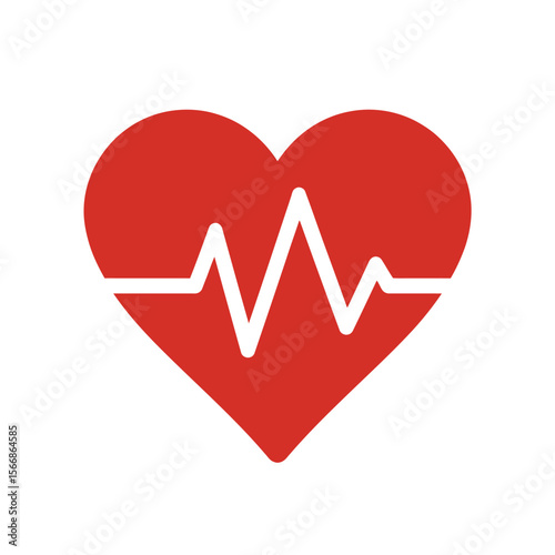 Red Heart with Heartbeat Line Graphic Icon