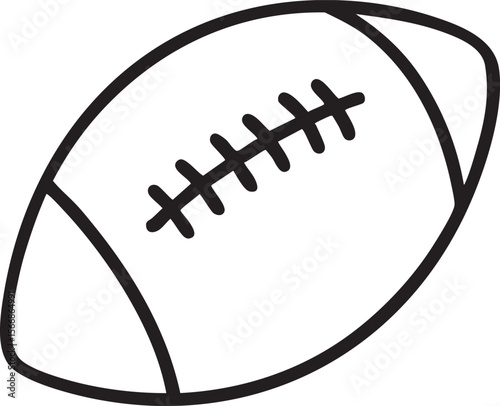 Simple Black and White Line Drawing of an American Football with Laces and Seams Outlined minimalist