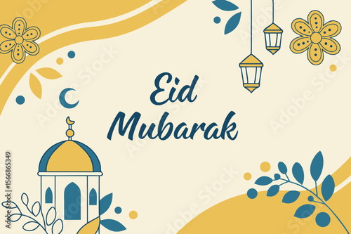 Eid Mubarak Islamic Celebration Design greeting mosque
