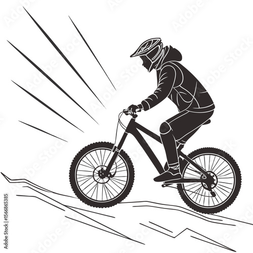 Mountain Biker Silhouette on a Trail