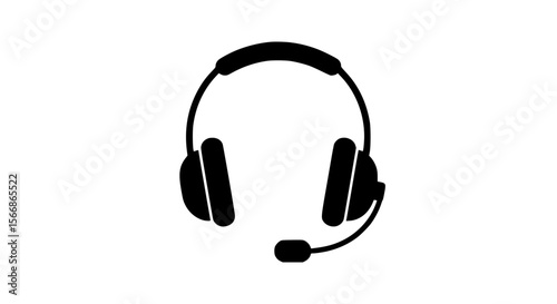 Headset with Microphone Silhouette Icon for Communication and Support Services