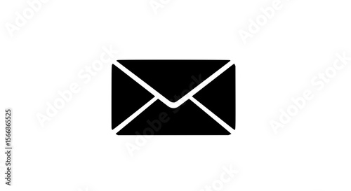 Simple Black Silhouette of an Envelope for Mail Communication and Messages
