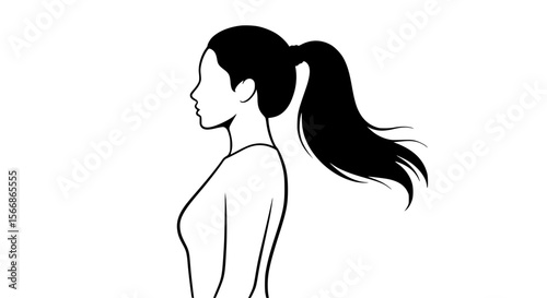 Simple Silhouette of a Woman with a High Ponytail Hairstyle