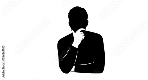 Thoughtful Man Silhouette Pondering a Deep Question with Arms Crossed