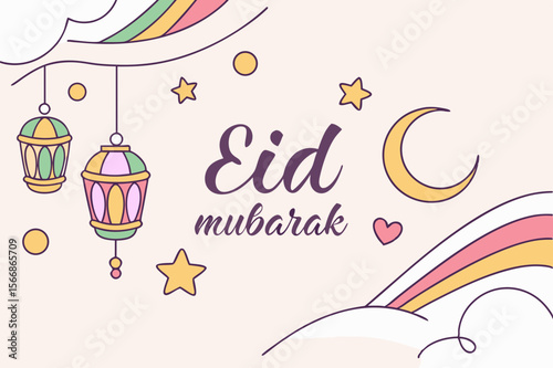 Eid Mubarak Islamic Celebration Design holiday greeting