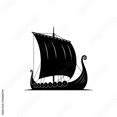 Majestic Viking Ship Sailing Across Open Waters Towards Adventure