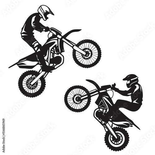 Motocross Rider Performing Stunt