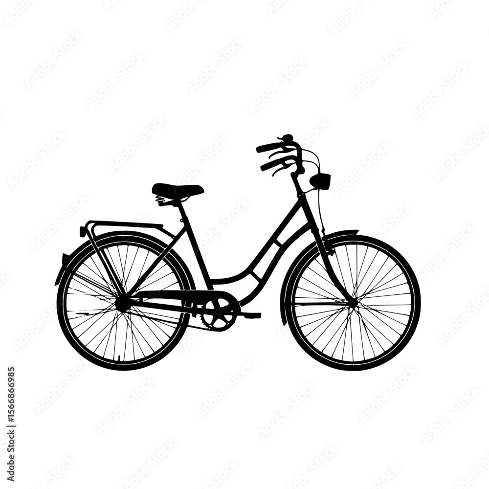 Fototapeta premium Classic City Bicycle with Basket and Rear Rack for Urban Commuting and Leisure Rides