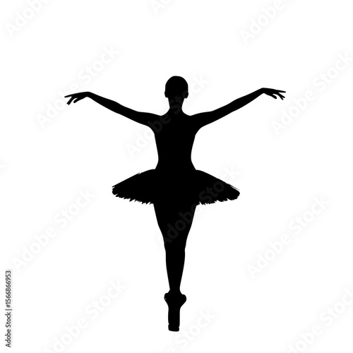 Elegant Silhouette of a Ballerina Performing Graceful Ballet Dance in a Studio