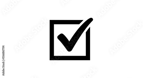 Checkmark inside a square silhouette icon representing confirmation and completion