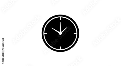 Free Download Black Silhouette of a Round Clock with Hour and Minute Hands Indicating Time - GFXLoad
