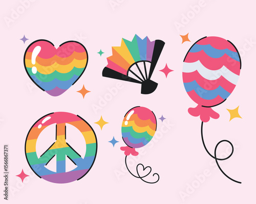 Pride Parade Illustration Flat Set 1