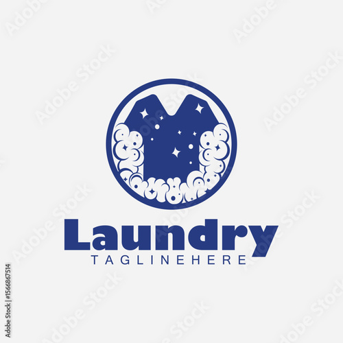 clothing laundry logo design, Modern laundry logo with clothes clean wash illustration vector design