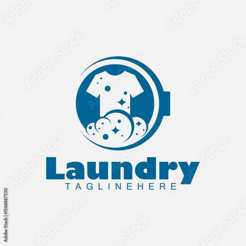 clothing laundry logo design, Modern laundry logo with clothes clean wash illustration vector design