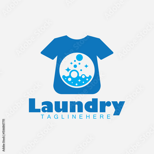 clothing laundry logo design, Modern laundry logo with clothes clean wash illustration vector design