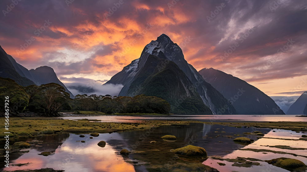 Obraz premium A breathtaking coastal scene of a medieval stone church and fortress built on a rugged rocky promontory jutting into the turquoise-blue sea. Ai