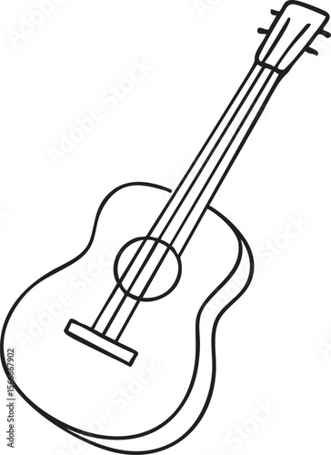 Simple Line Drawing of a Ukulele with Four Strings and Tuning Pegs on a White Background