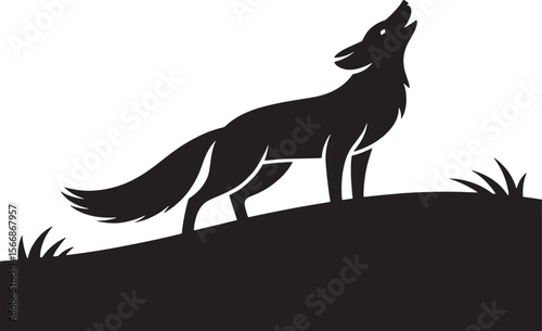 wolf silhouette isolated on white