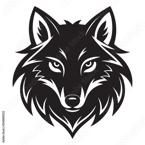 Silhouette of a wolf head logo vector illustration, Silhouette animal icon style design