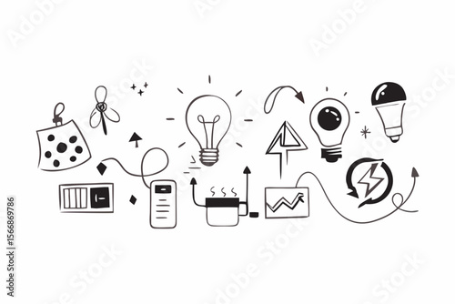 Energy concepts light bulbs and renewable sources renewable energy solar panel