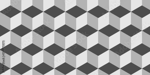 Abstract square black grid tiles cubic square shape backdrop texture. cube geometric wall and floor vector diamond hexagon triangle wallpaper background.	