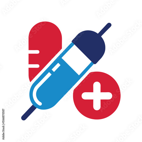 Medical Treatment Icons with Injection and Pill Combo