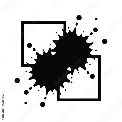 Dynamic Ink Splatter Explosion Frames in Black and White