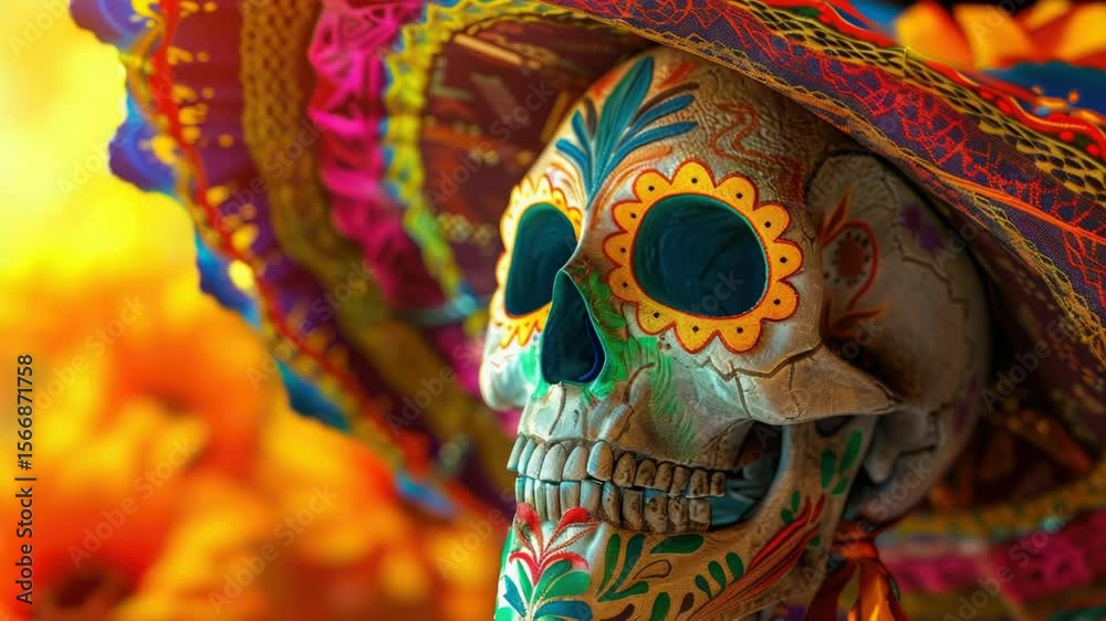 A man with a somber expression wears a hat and holds a skull, potentially in a dark or eerie atmosphere