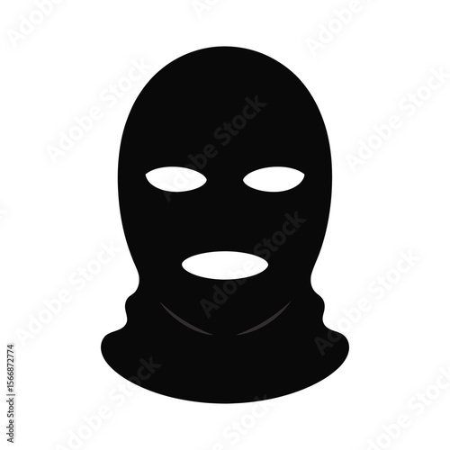 A minimalist black and white illustration of a ski mask silhouette