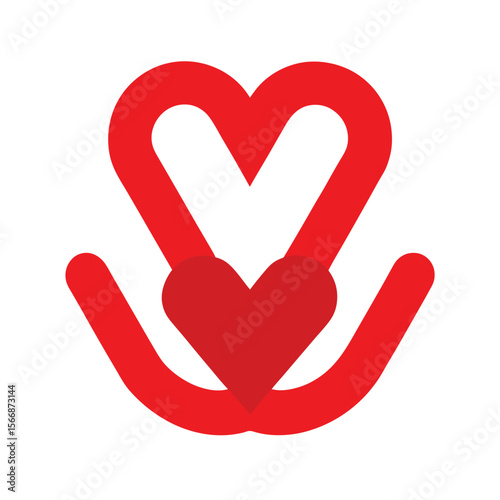 Love Symbol Formed by Two Fingers Red Icon