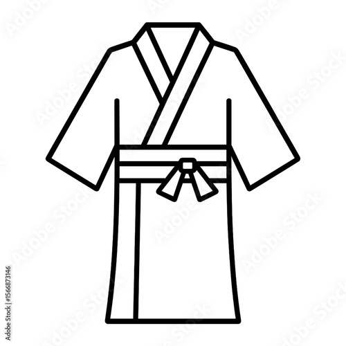 Traditional kimono outline in minimalist style with simple lines  