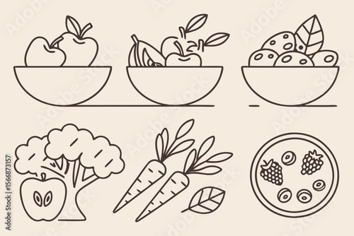 Fruit and Vegetable Icons vegetables healthy food