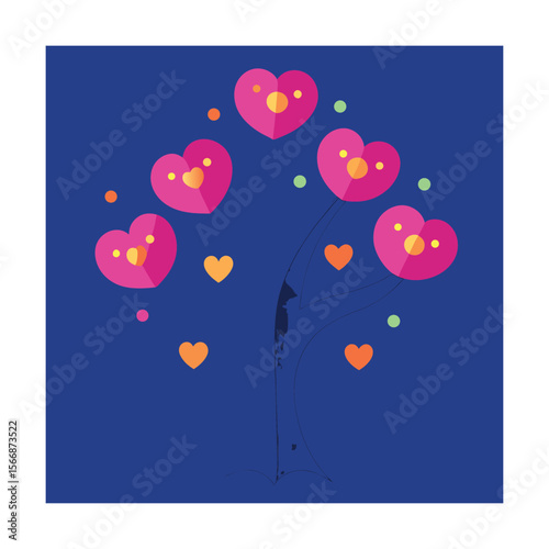 Magical Tree Glowing Heart Fruit Vector Art
