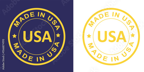 Minimal Made in USA Round Icon with Star