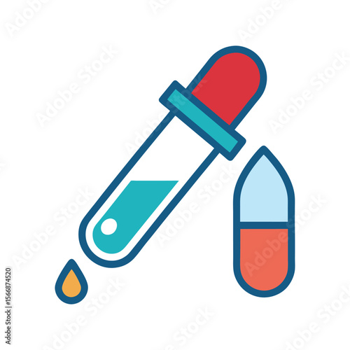 Medicine Dropper and Pill Pediatric Icon Design