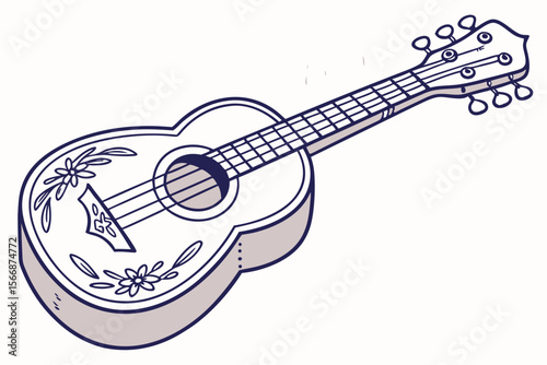 Decorative Ukulele With Floral Embellishments musical instrument string instrument