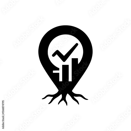 A location pin symbolizing location based business performance or tracking icon