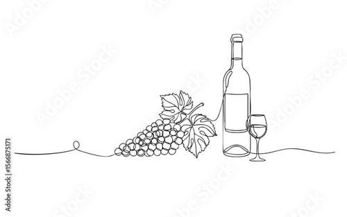 wine grape one continuous line drawing vector illustration