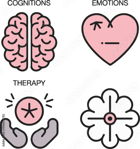 "Editable Mental Health Icons – Brain, Heart, Stress, Depression, Therapy Vector Set"