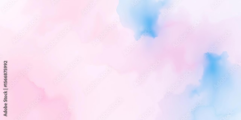 Obraz premium Soft pastel pink and blue watercolor wash, blending seamlessly, dreamy, gradient