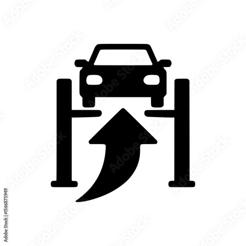 A vehicle being raised on a lift service icon