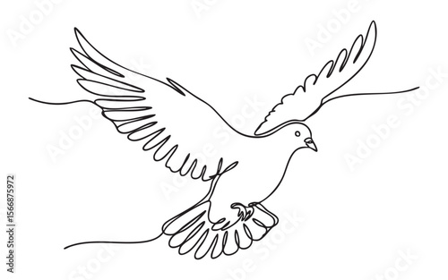 flying dove one continuous line drawing vector illustration