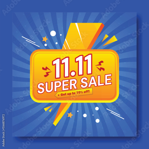 Flash Sale Social Media Post Design Tamplate. Editable File , Flash Sale Mega Sale 11.11 Sale Design.