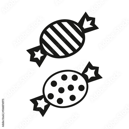 Black and white candies with stripes and dots candy sweet