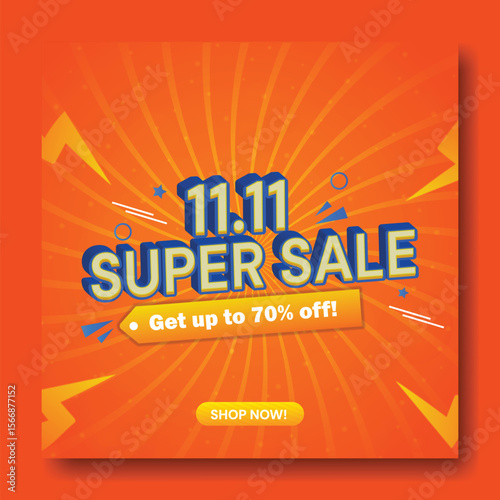 Flash Sale Social Media Post Design Tamplate. Editable File , Flash Sale Mega Sale 11.11 Sale Design.