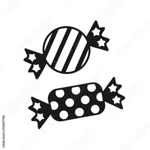Black and white candies with star accents candy sweets