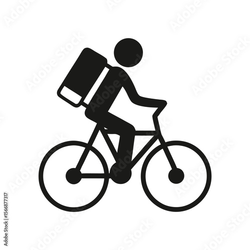 Cyclist with delivery backpack bicycle person
