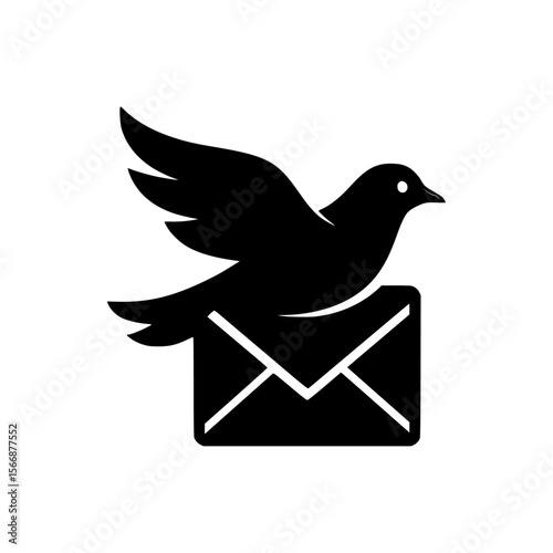 flying bird whose wings form the flap of an envelope  communication or messages in flight icon