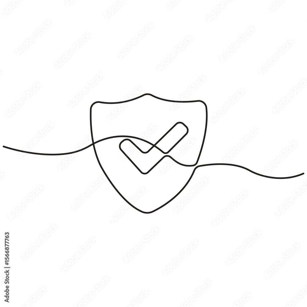 Obraz premium Minimalist One-Line Tick Mark Icon, Hand-Drawn Check Symbol Illustration, Abstract Approval Sign, Monoline Success or Confirm Mark Art.